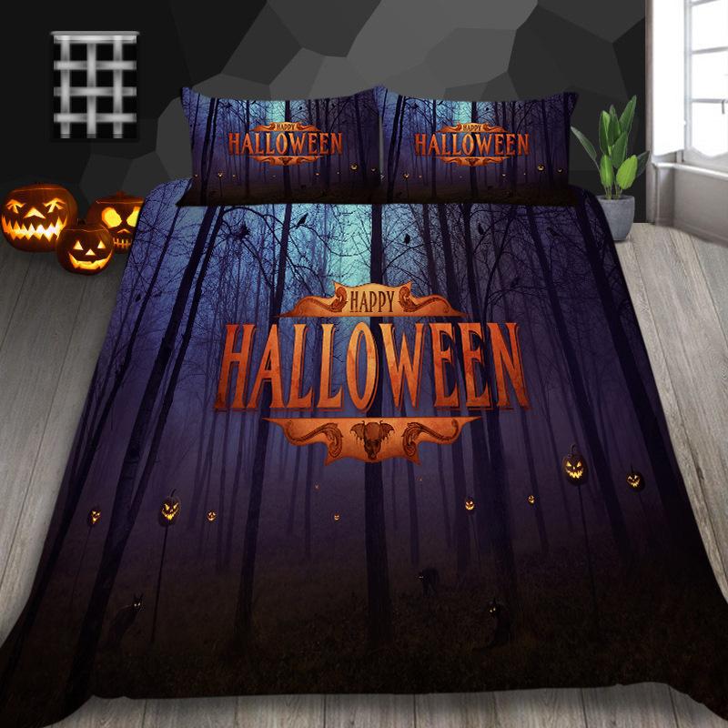 Halloween Decorative Quilt Cover Pillowcase Two Or Three-Piece Set Polyester 3D Digital Printing