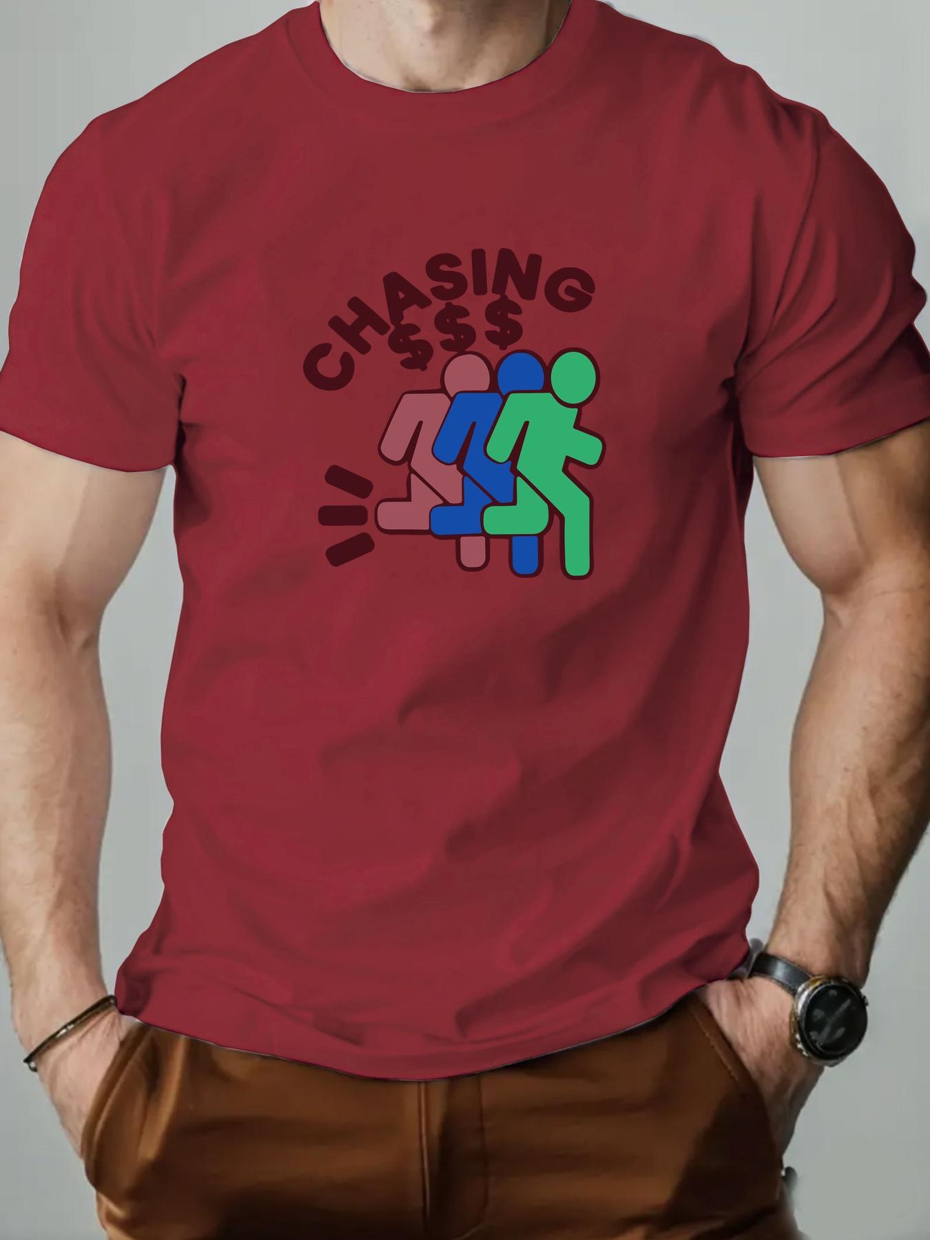 Mens Cotton TShirt Chasing Money Summer Round Neck Short Sleeve Graphic Breathable Fashion Casual TShirt S