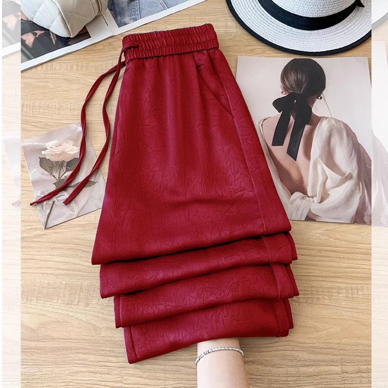 Pink Printed Wide-Leg Pants for Women - Spring/Summer 2025: Comfortable, Versatile, Sun Protection, Casual Style