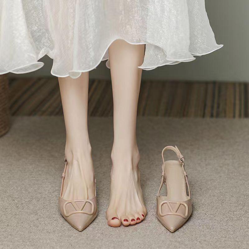 Elegant Open Toe High Heel Shoes With Rubber Sole And Slipon Design For Formal Events