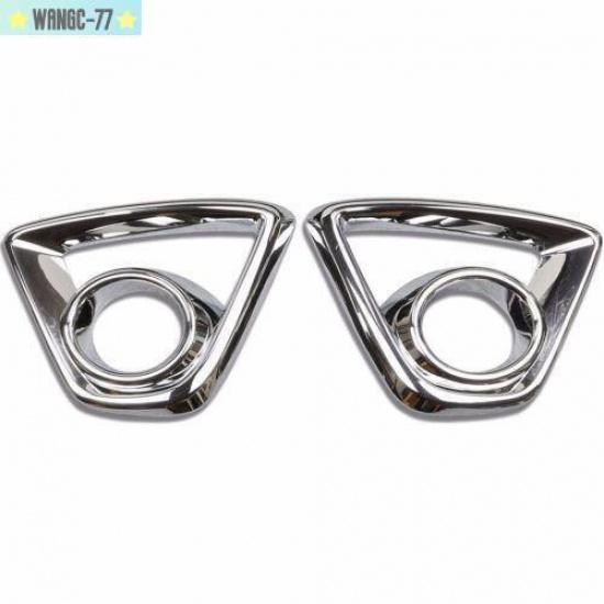 Pair Chrome Front Fog Light Lamp Cover Trim Fit For 2013 2014 2015 Mazda CX-5