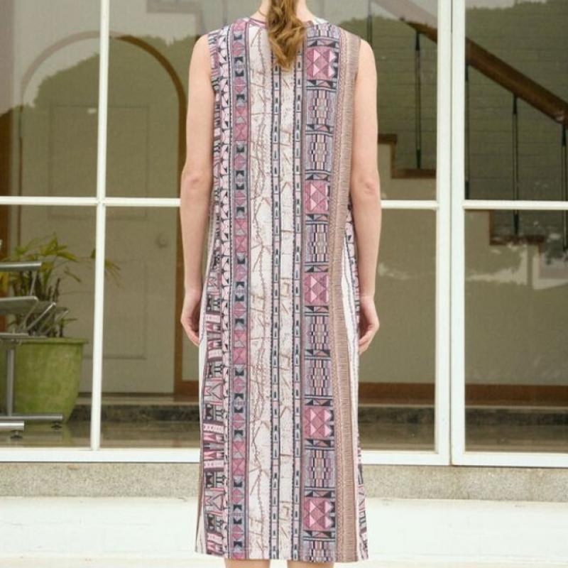 L Affair Pink Geometric Long Dress Lwodf781 Pk
