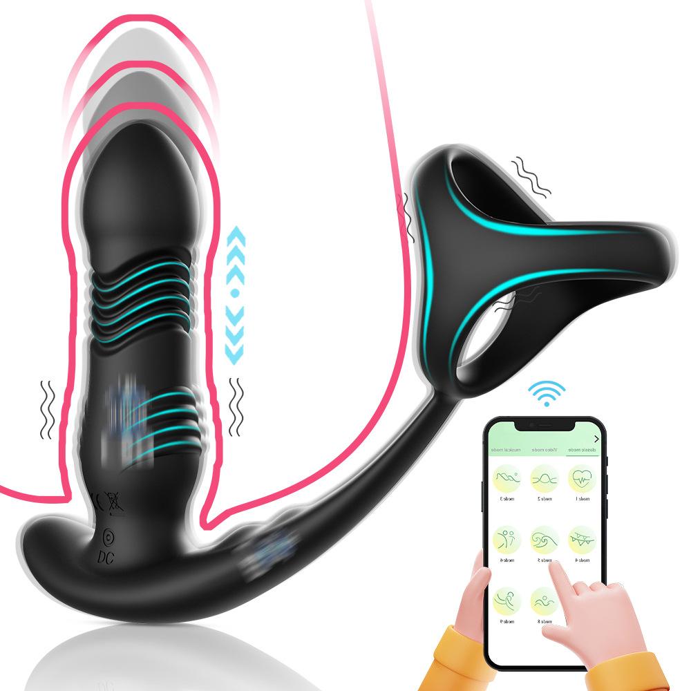 Prostata-Massagegerät für Männer mit stoßendem Penis, APP-Fernbedienung, Anal-Vibrator, Sexspielzeug für schwule Paare, Prostata-Stimulator