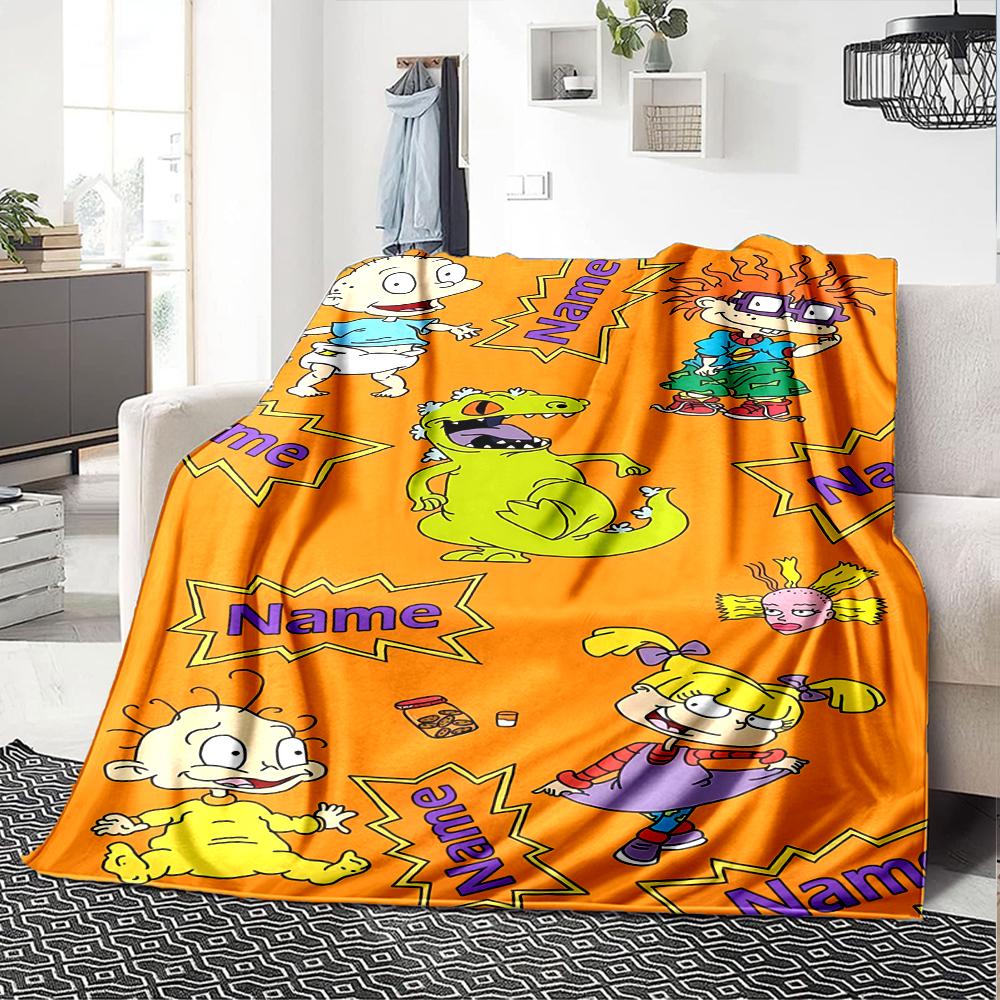Custom Name Rugrats Theme Printed Blanket - Perfect for Couch, Bed, Travel & Outdoor Use | Machine Washable, Cozy & Durable.