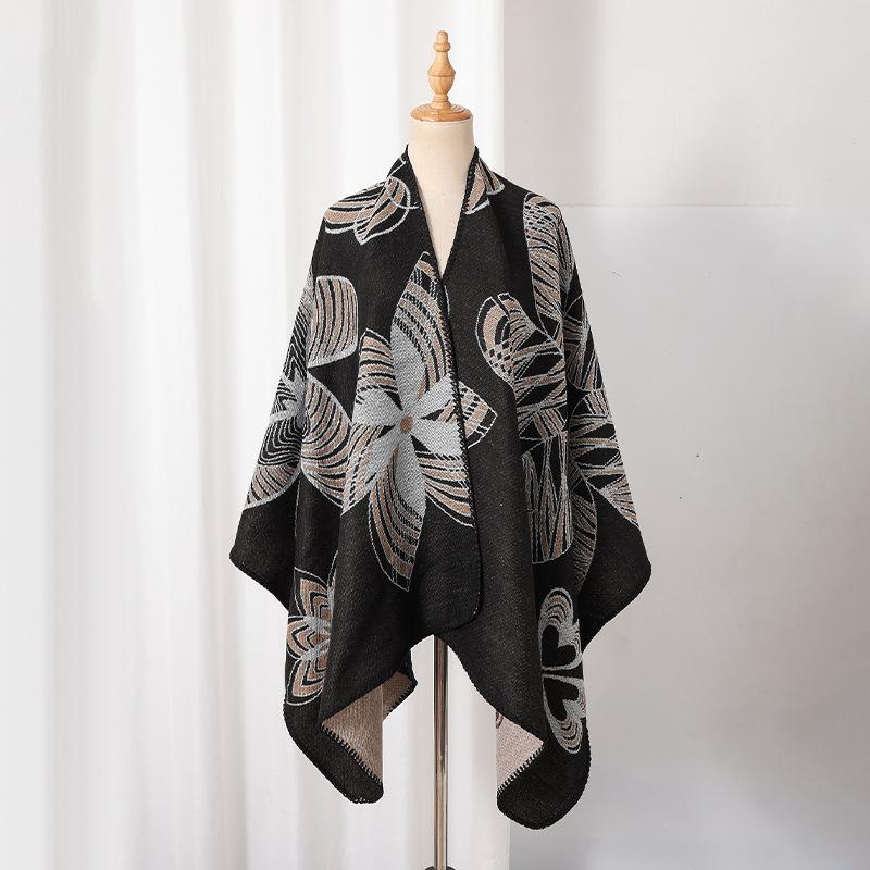 Knitted Shawl Wrap for Women Soft Warm Vintage Open Front Poncho Cape Casual Oversized Shawls Cardigan Poncho Blanket Women's Lightweight Shawl Scarf