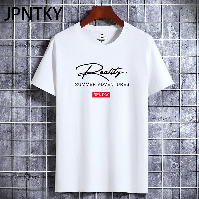 JPNTKY Cotton Short Sleeve T-shirt Men's Fashion Loose Half Sleeve Shirt Printed Compassionate Shirt