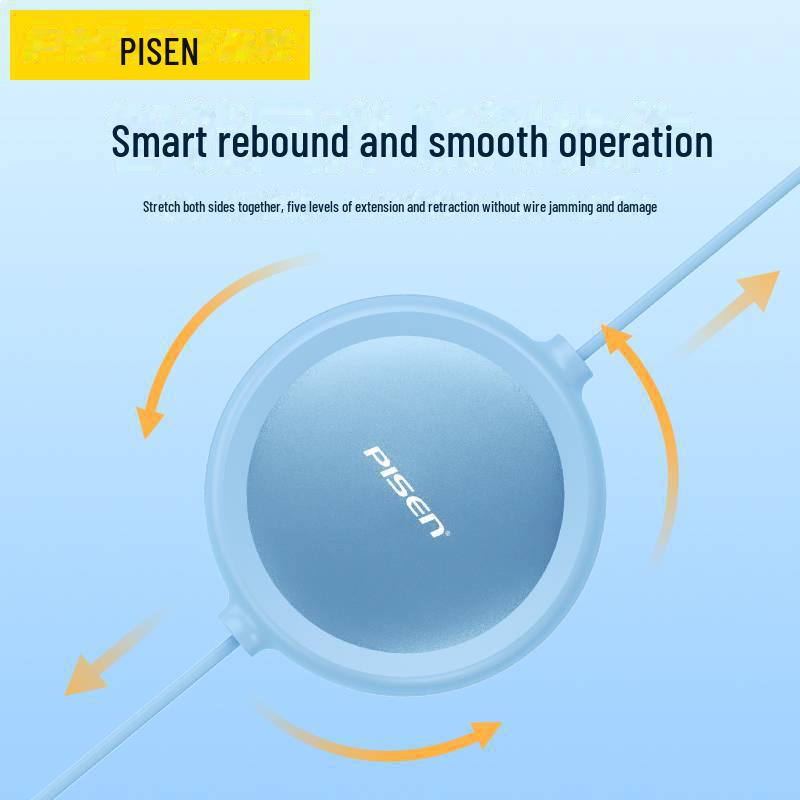 PISEN Retractable 3-in-1 Portable Data Cable for Apple & Huawei - Transparent, Easy Storage