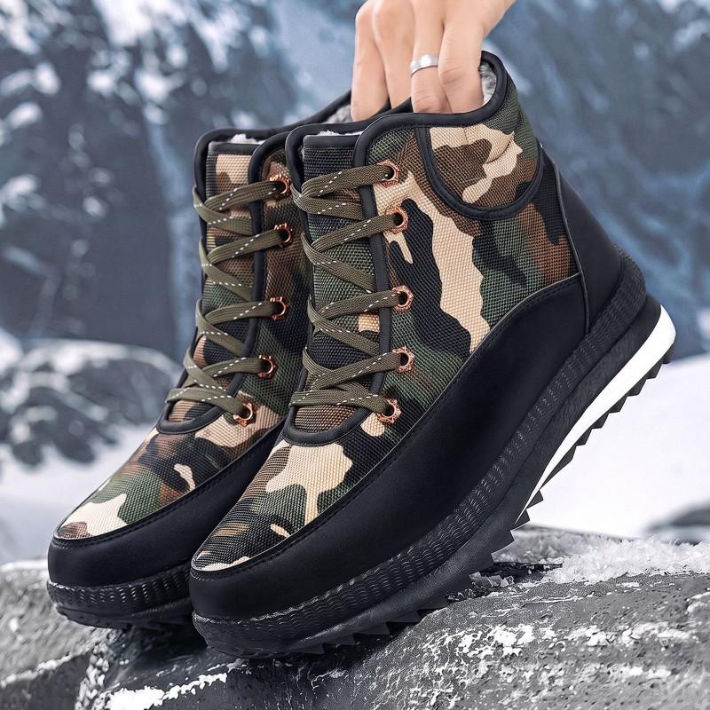 Mens Winter High-Top Cotton Boots Outdoor Warm Non-Slip Thick Sole Comfortable Casual Shoes