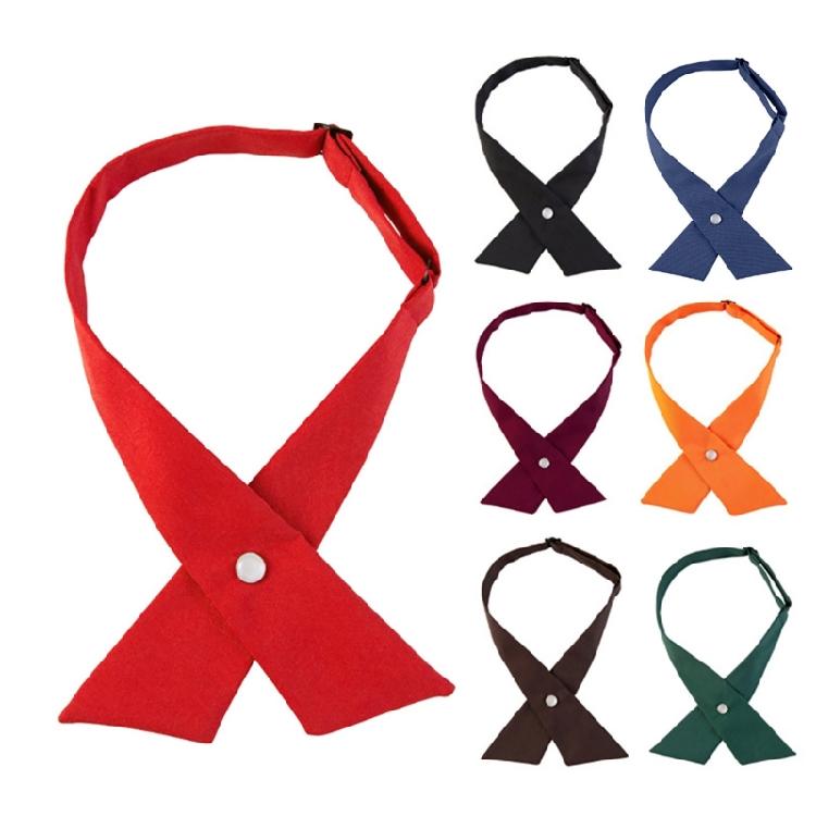 Adjustable Pre-tied Bow Tie Solid Color Bowties for Women Criss Cross Bow Tie