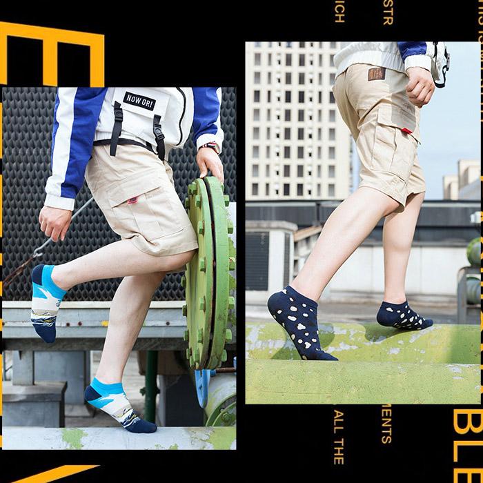 springtime Fashion Colorful Cotton Mens Socks Harajuku Stripe Art oil painting Animal Print Funny Happy Ankle Socks