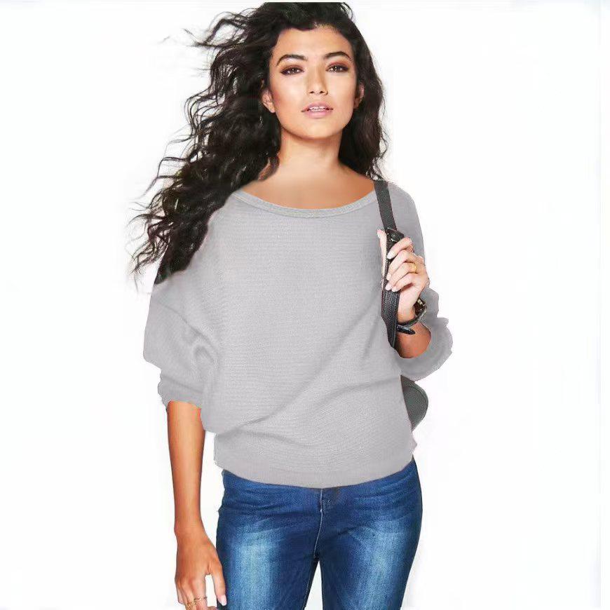 Módní dámský pletený vlněný svetr s netopýřími rukávy - Stylový a útulný na jaro, podzim a zimu