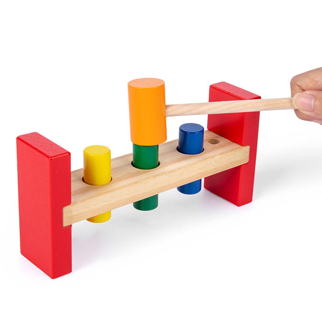 Educational Toy For 2 Years Old Colorful Wooden Knocking Stand For Toddler