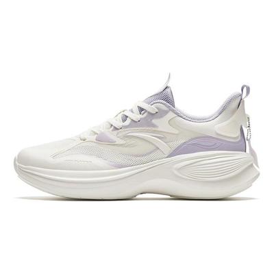 Yezi 3.0 Sports Fabric Synthetic Leather Shock Absorbing Wear Resistant Low Top Running Shoes Women Sneaker Ivory Purple 922315520-6