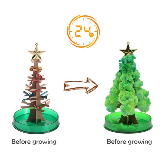 1 Set Mini Christmas Tree Toy DIY Faux Crystal Growing Tree Educational Crystallization Xmas Tree Toy Desktop Decoration Toddlers Boys Girls Gift