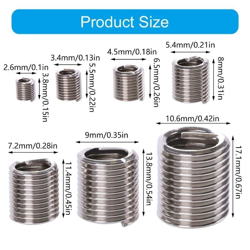 60pcs Steel Wire Thread Inserts Mechanical Engineering Thread Solution for Enhances Thread Strength & Easy Installation