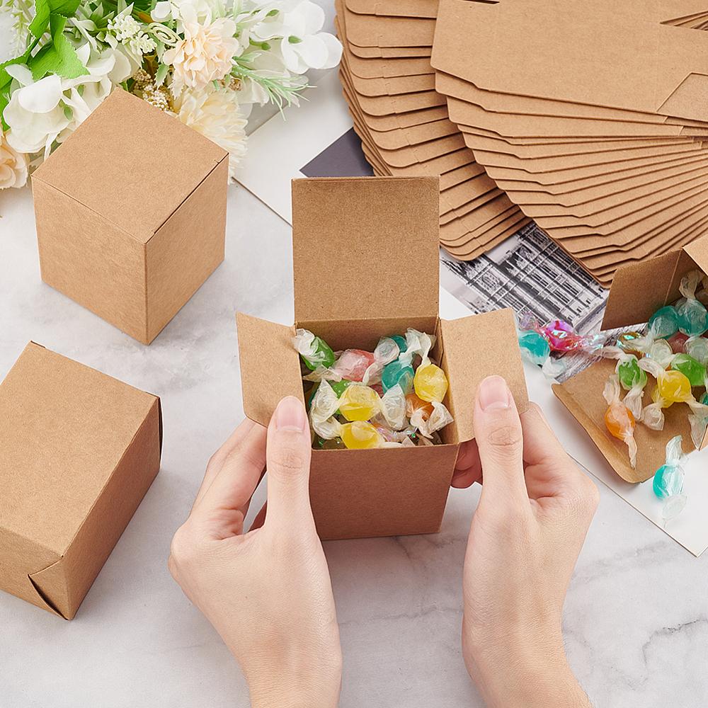 60pcs Kraft Paper Box Rectangle Sienna 8x6x6cm