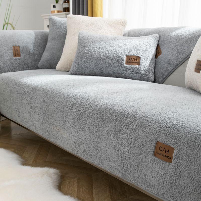 Nordic Style Thickened Spring, Autumn and Winter Universal Plush Cushion Non-Slip Leather Sofa Cover New Cover Towel