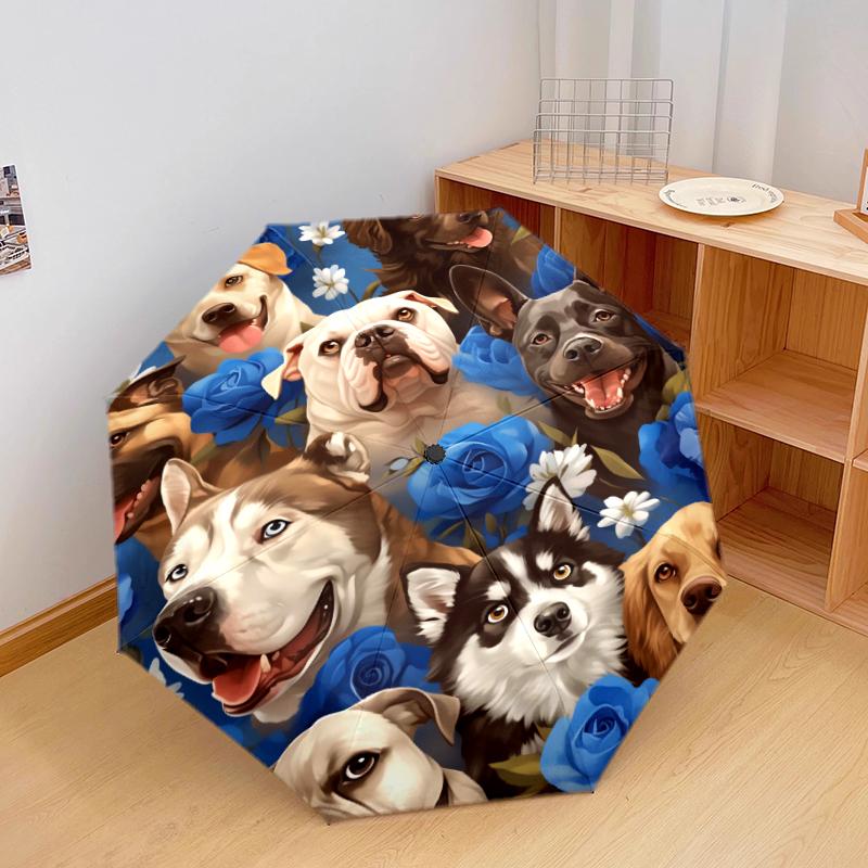 

1 PC Automatic Folding Umbrella - A group of cute dogs Pattern, Portable & Foldable Design with 8 Ribs, Christmas Birthday Gifts