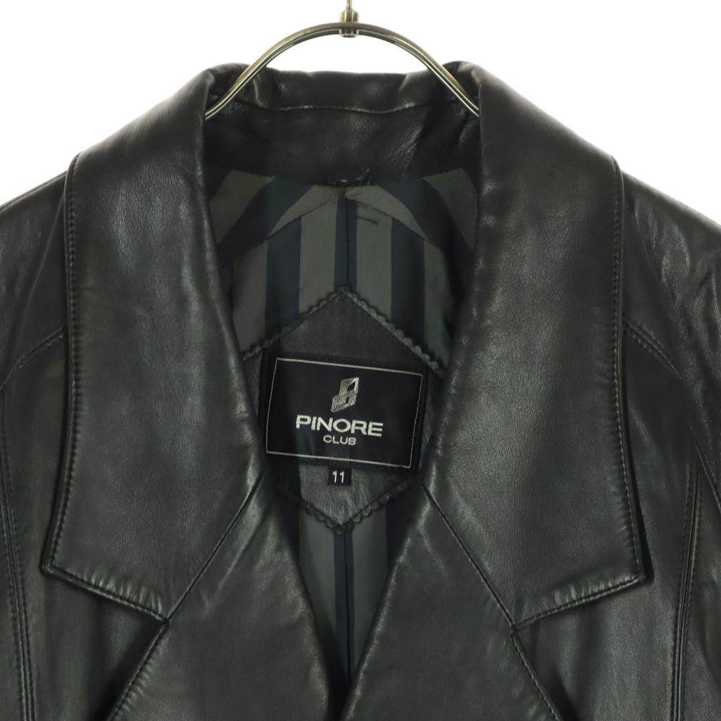 PINORECLUB Veste en cuir longue à manches longues double boutonnage 11 noir Hommes D'occasion