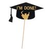 25pcs Black Golden Graduation Photo Props Class of 2026 Congratulation Happy Graduation Decor Bachelor Cap Beard Glasses