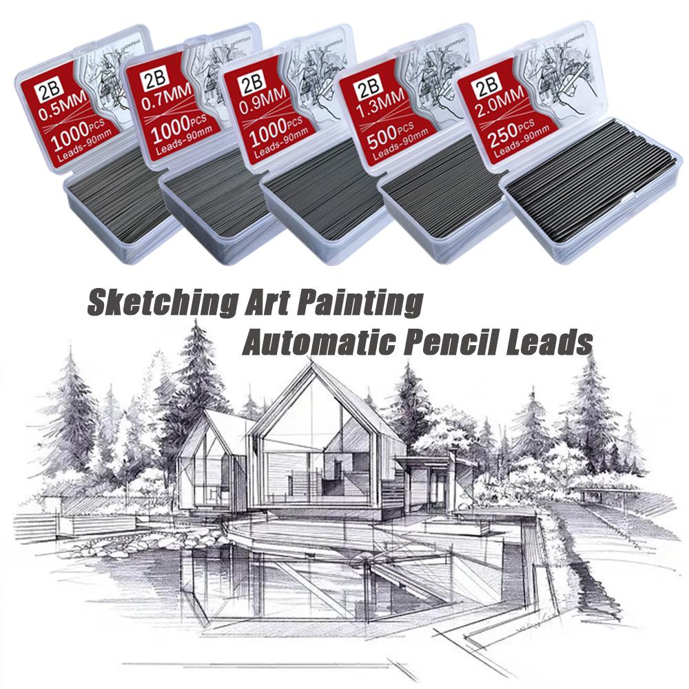 1000/250 Pieces Lead Refills,0.5/0.7/0.9/1.3/2.0 Mm HB,Break Resistant Mechanical Pencil Refills Office School Supplies