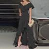 Fashion Women's V-Neck Split Ruffle Irregular Elegant Dress