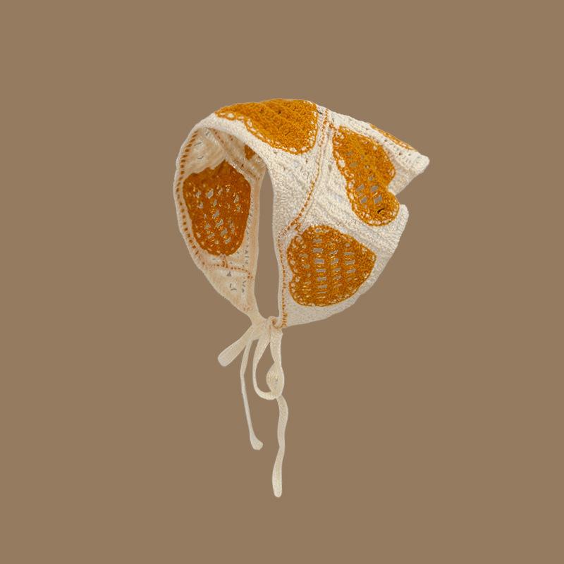 Headscarf Hat Pastoral Style Triangle Headband For Women Girls Handmade Crochet Headband Little Flower Headscarf