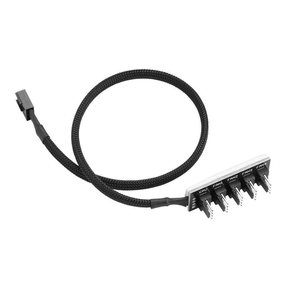 

High Speed 5-Port PWM Fan Hub 4-Pin Braided Cable Fan Splitter Hub 1 Female to 5 Male Power Fan Extension Computer Cooler Fans