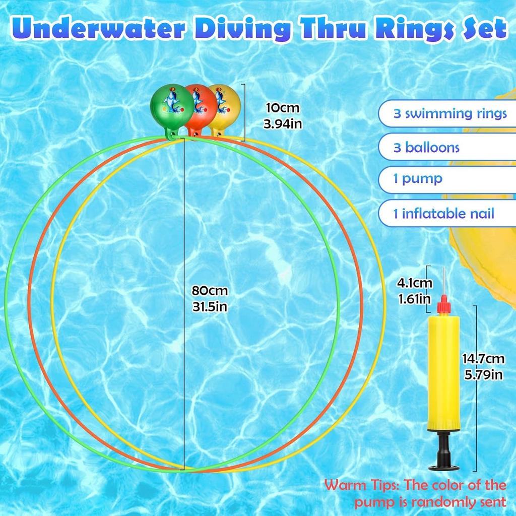 Pool Diving Swim Thru Rings Toys for Kids High Stability No Assembly Required Pool Toy Swim Hoops Underwater Swim Thru Diving Ring Water Training