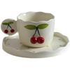 Hand-painted Embossed Cherry Ceramic Mug Set