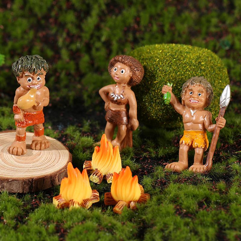 Creative Landscaping Ornaments Antique Primitive Tribe Miniature Scene Primitive Man Model