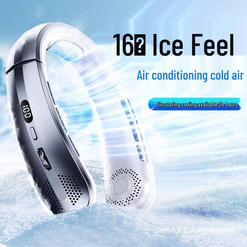 2025 Lazy Neck Fan: USB Rechargeable, 100-Speed, Bladeless, Ice Ceramic Cooling
