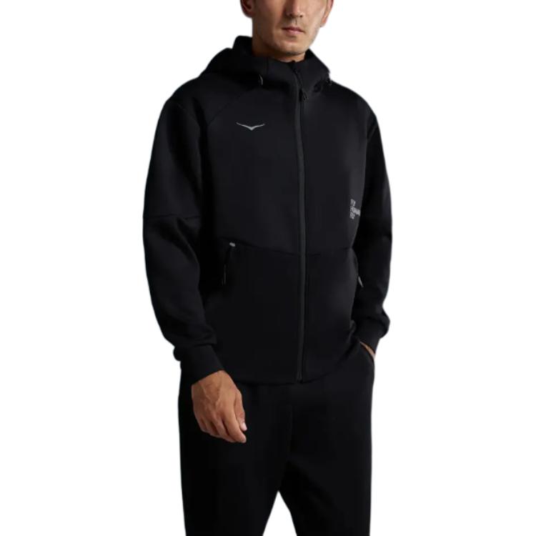 Hoka One One FW25 Knit Jacket Comfortable Casual Versatile Zipper Hooded Jacket Men Jackets 1176930-BLK
