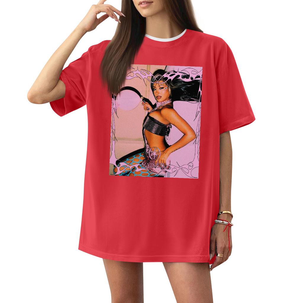 Women's Casual Printed T-Shirt Round Neck Pullover Short Sleeve Top