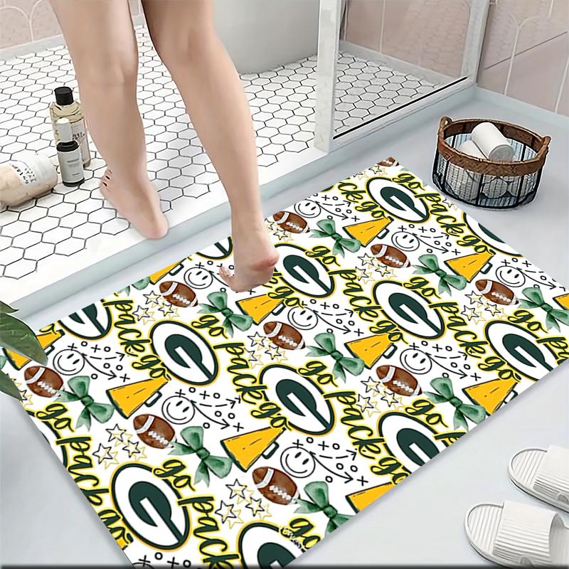 Green Bay Packers Fan Art Teppich Teppich Weich Waschbar Rutschfest Zuhause Wohnzimmer Sofamatten Personalisierter Weihnachtsteppich