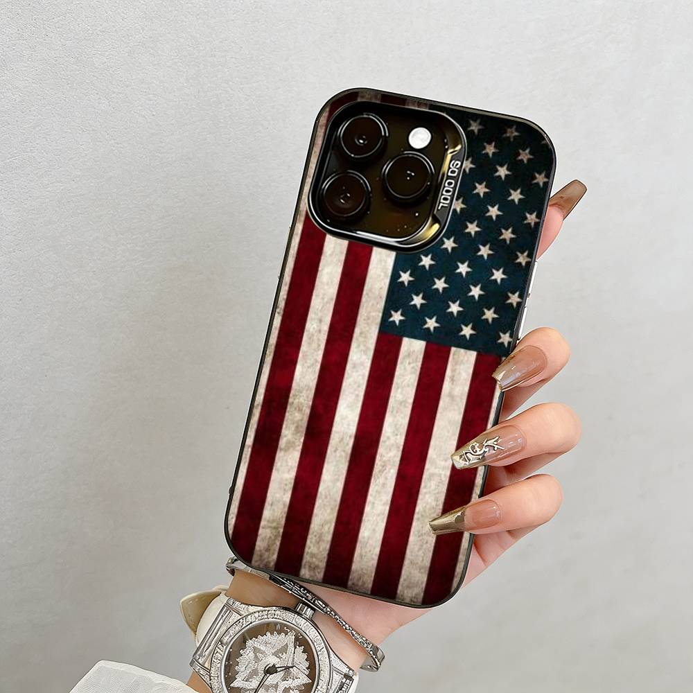 

United States Phone Case For iPhone 17,16,15,14,13,12,11 Plus,Pro Max,XS,Colorful Silver Phone case Funda Cover iPhone12Pro