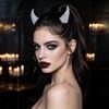 Unisex Metal Hair Clips Magnetic Rhinestone Devil Horns Accessories for Halloween Cosplay, Sparkling Stylish Glittering Cosplay Props 3D Horn
