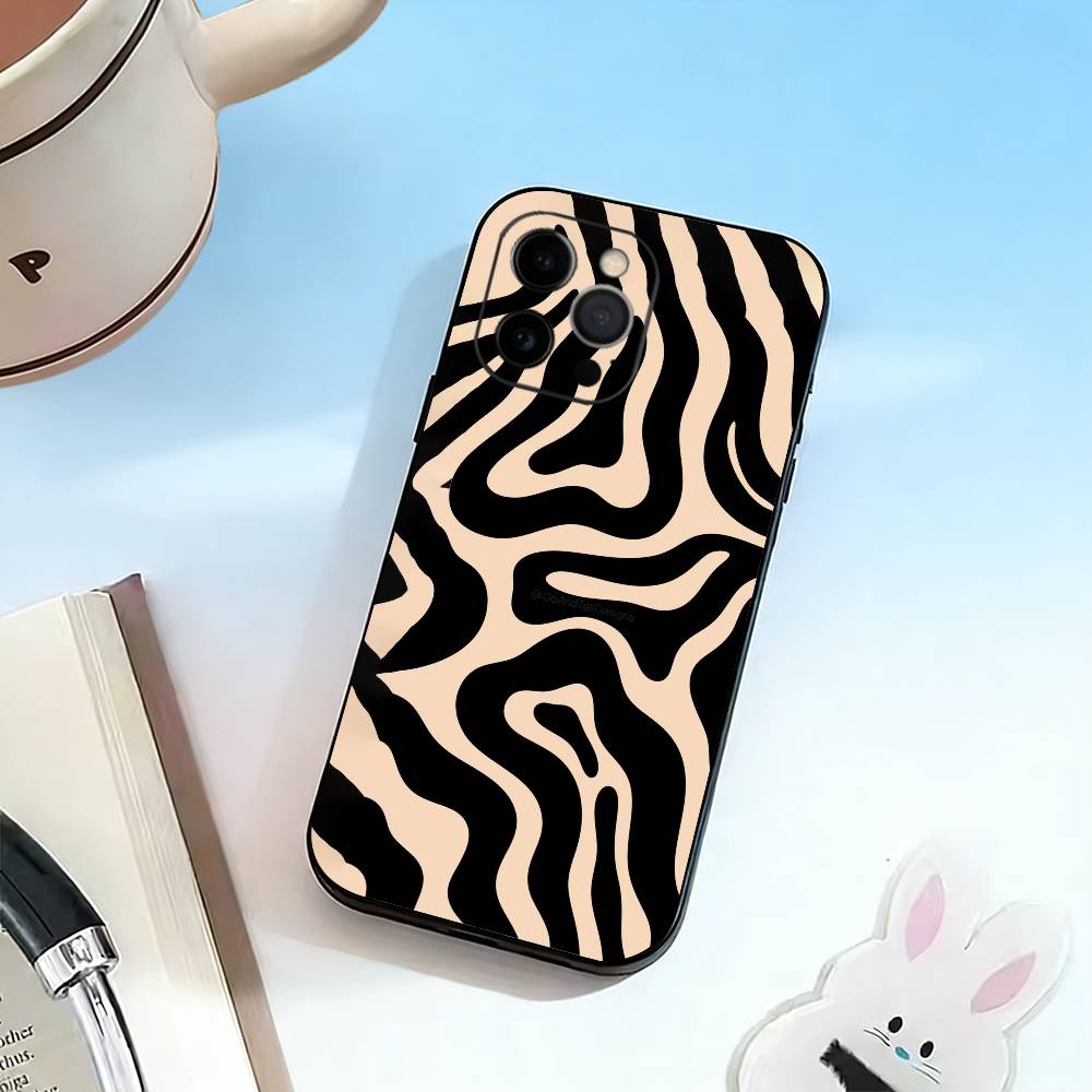 Liquid Swirl Pattern Phone Case For iPhone 17,16,15,14,13,12,11 Plus,Pro Max,XS,Soft Silicone Black Cover