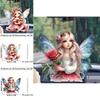 Cute Acrylic Pink Angel Fairy Keychain With Wings For Car Mirror Decoration