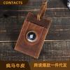 Crazy Horse Leather Suitable AirTag Tracker European American Trendy Retro Luggage Tag