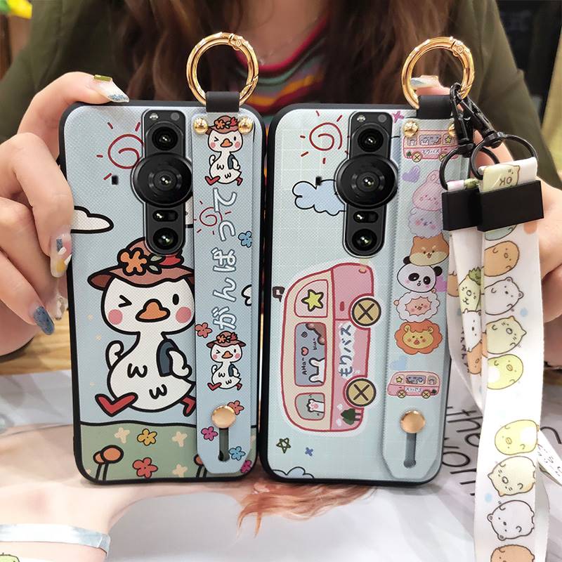 Shockproof Wristband Phone Case For Sony Xperia Pro-I Waterproof Fashion Design Wrist Strap Anti-knock Protective Cute