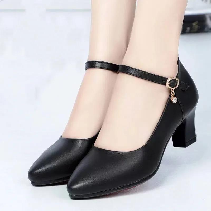 Fashion Ladies Shoes 2024 High Quality Buckle Strap Women's High Heels Fashion Shallow Office and Career Sexy Pointed Toe Heels Women
