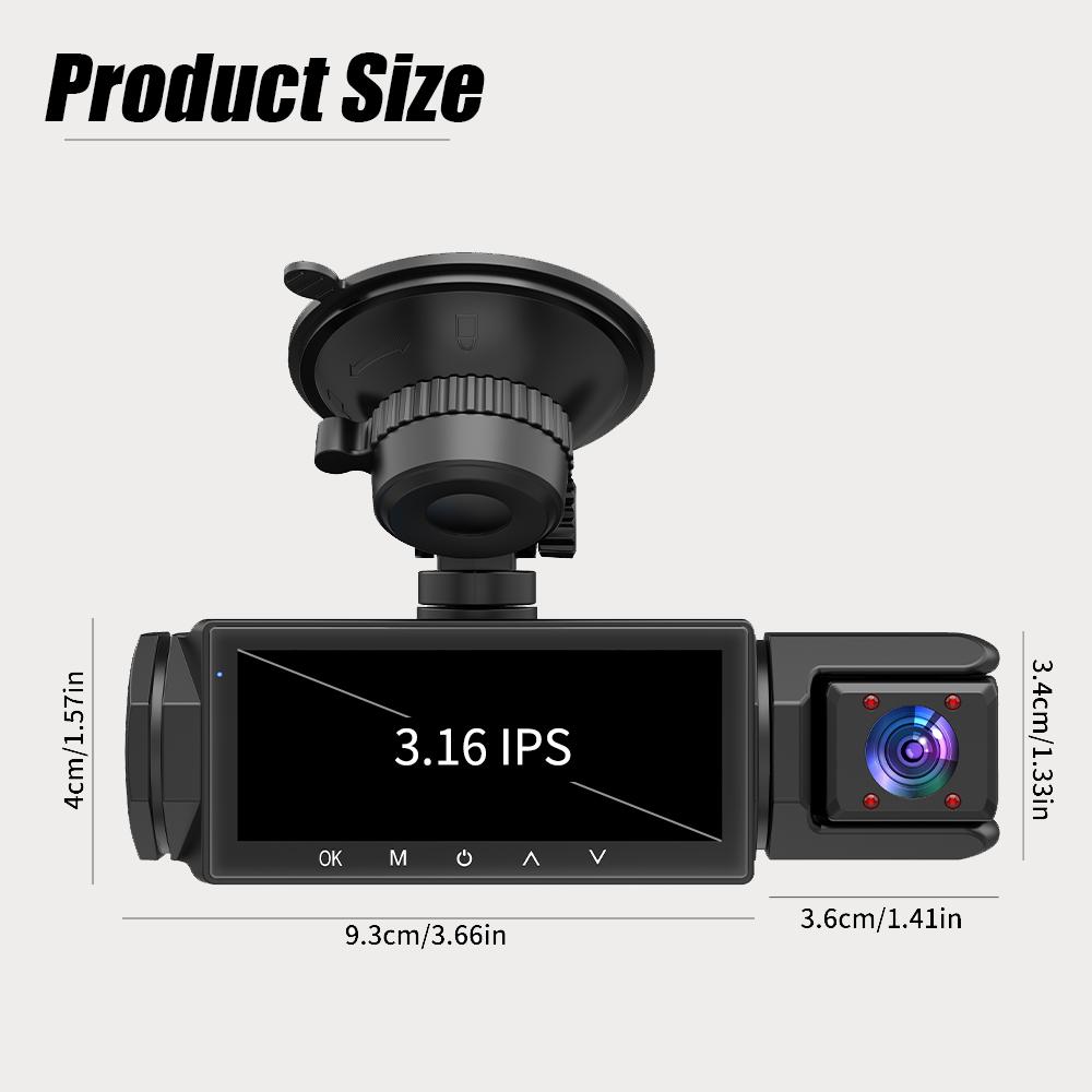 Dash Cam 3 Channel Car Black Box WiFi DVR HD 1080P Video Front Built-in and Rear Camera W/IR Night Vision Car Accessories