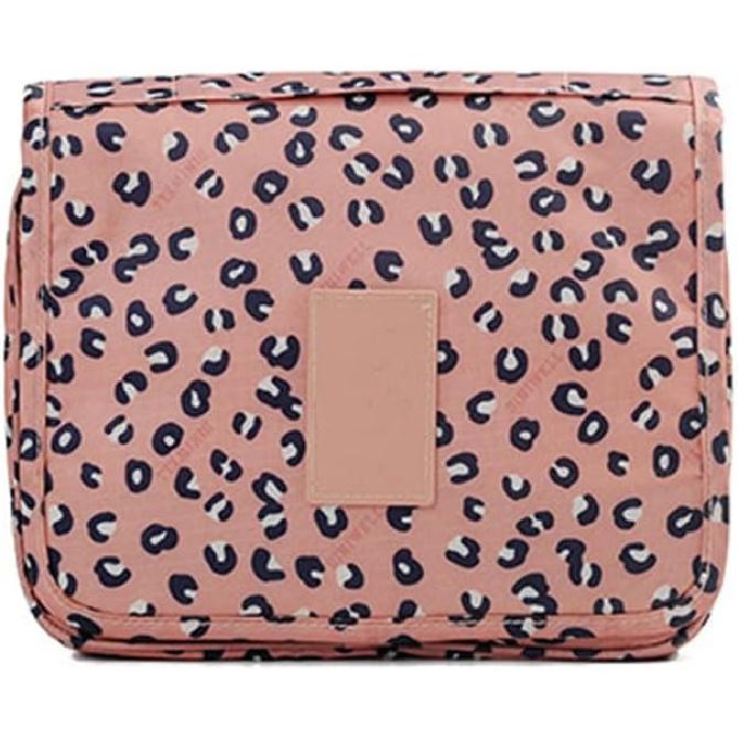 Hanging Toiletry Bags for Travelling, Business Trip, Camping, Cute Pink Leopard Lightweight Women Ladies Teen Cosmetic Makeup Travel Organizer with