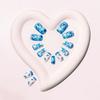 Blue & White Porcelain Press-On Nails - Chinese Style with Butterfly Design, Includes 24 Stickers