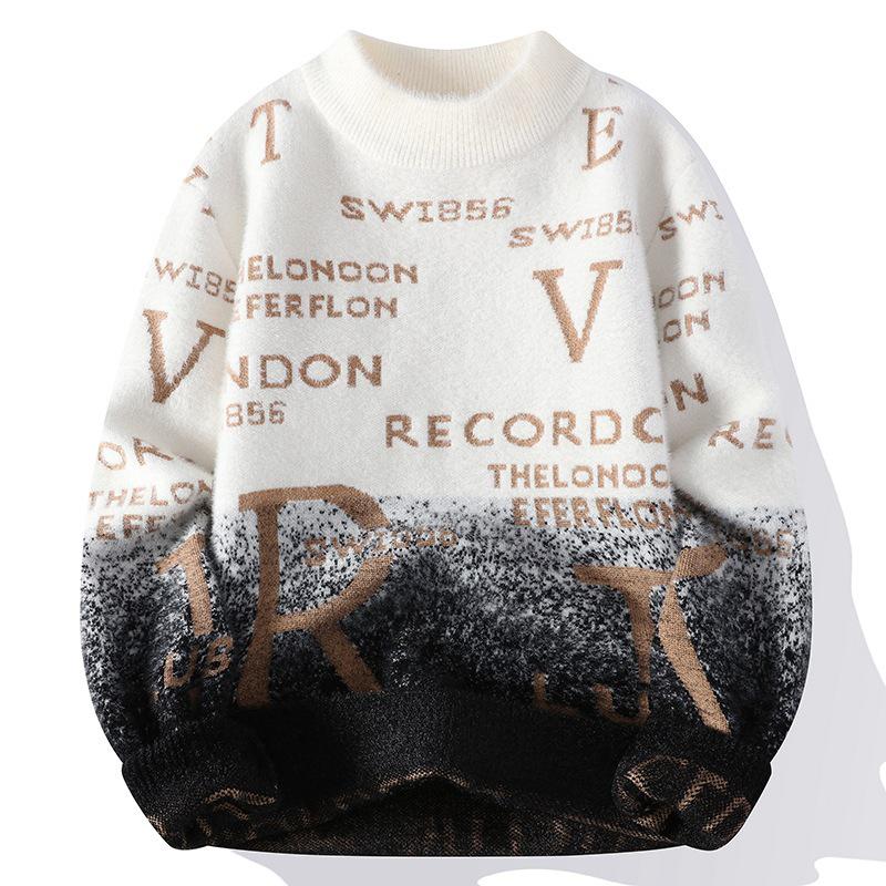 

Men s Gradient Thick Warm Mink Velvet Knitwear 3XL чорний