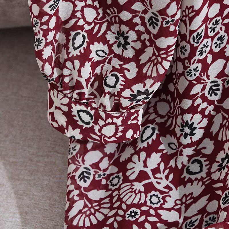 Spring 2025 Women's Casual Floral Print Long-Sleeve Dress