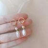Baroque Natural Freshwater Pearl Earrings for Women, Niche 11k Gold-plated Irregular Light Luxury Pendant Earrings