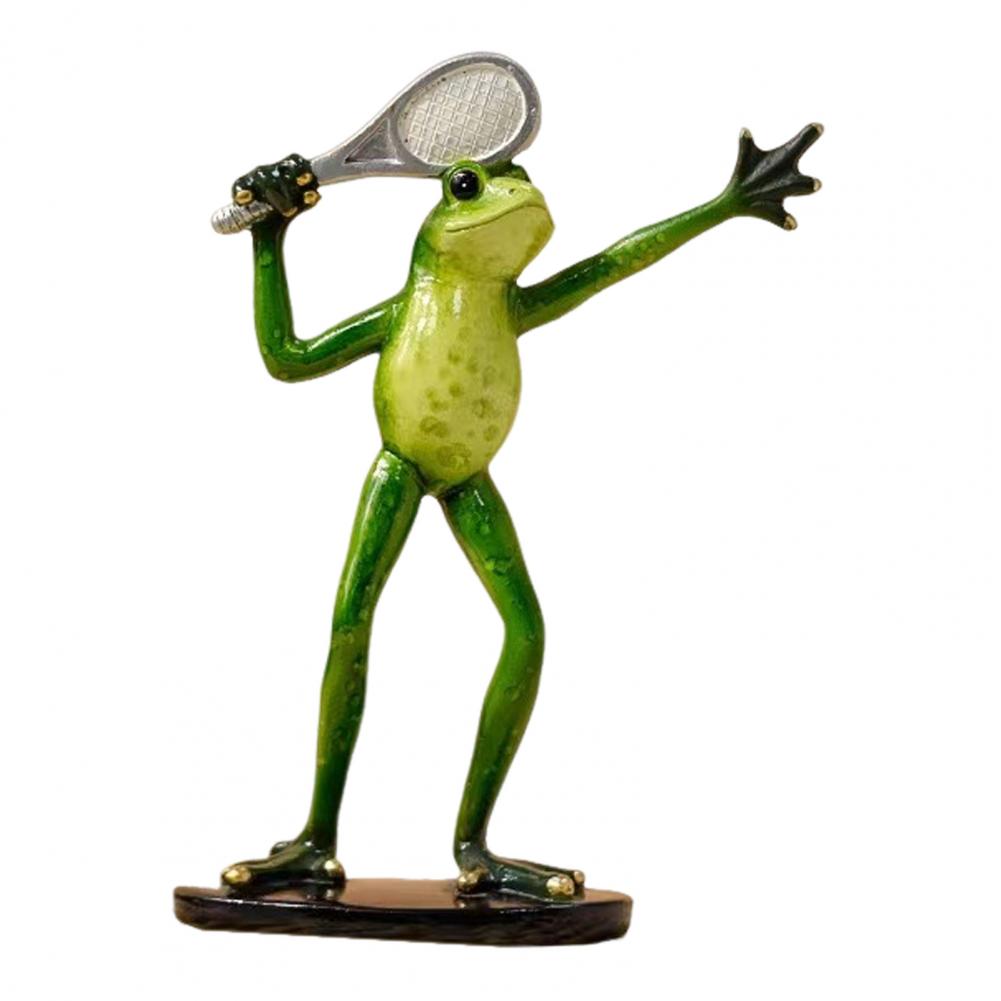 Cartoon Couple Frog Figurine Yoga Frog Statue Resin Sports Frog Sculpture Home Office Desktop Decoration Ornament