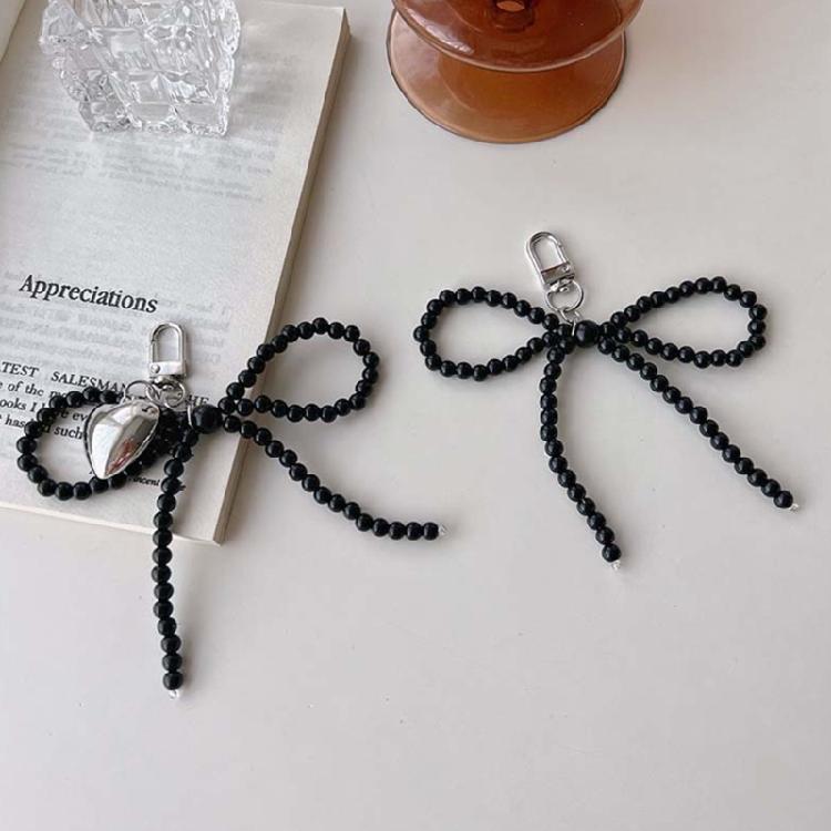 Fashionable Bead Bowknot Phone Charm Keychain Cellphone Chain Stylish Pendant Fashionable Bowknot Keychain Accessory